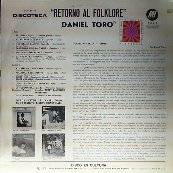 Toro daniel — Retorno al folklore