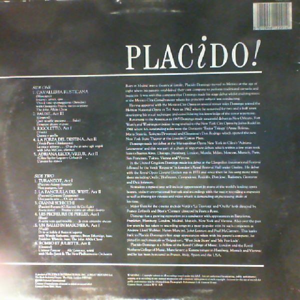 Domingo Placido — Placido! Mascagni, Brindisi, Gounod, Verdi, Cilea, Puccini, Bizet - Opera Arias and excerpts
