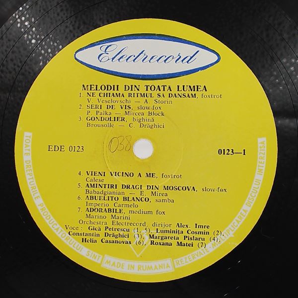 Electrecord Orchestra (cond. Imre Alexandru) — Ne Chiama Ritmul Sa Dansam (The Rhythm Calls Us to Dance) / Melodii Din Toata Lumea (Songs From All Over The World)
