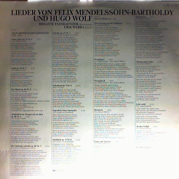 Fassbaender Brigitte/Werba Erik (piano) — Mendelssohn, Wolf - Lieder