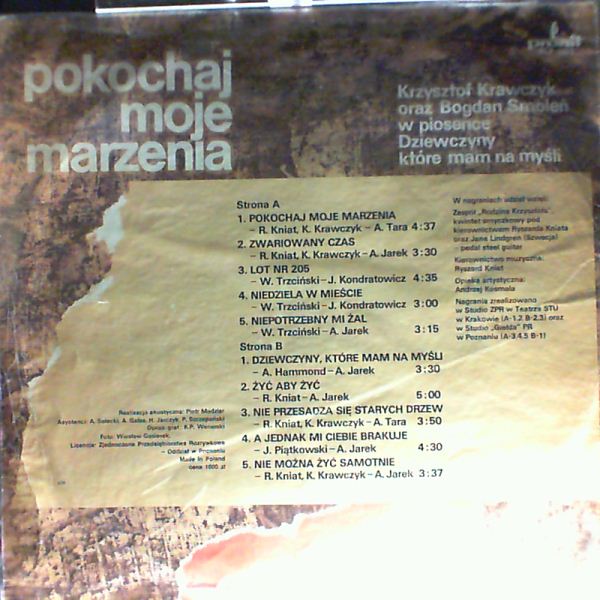 Krawczyk Krzysztof (Trubadurzy) — Country Album Pokochaj Moje Marzenia