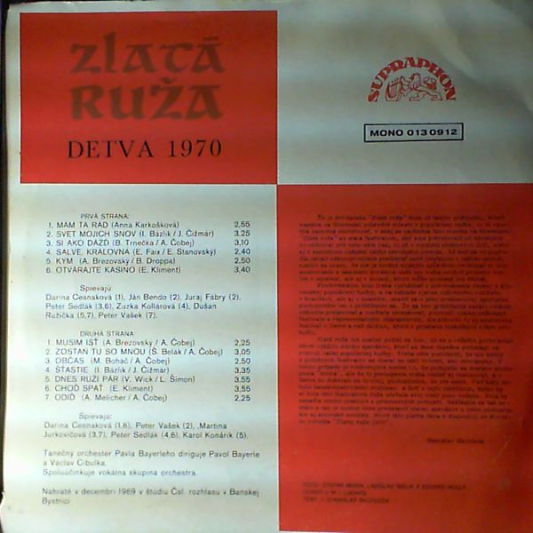 Various Artists — Zlata Ruza '70
