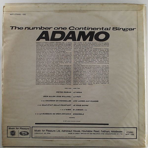 Adamo (Adamo Salvatore) — Number One Continental Singer