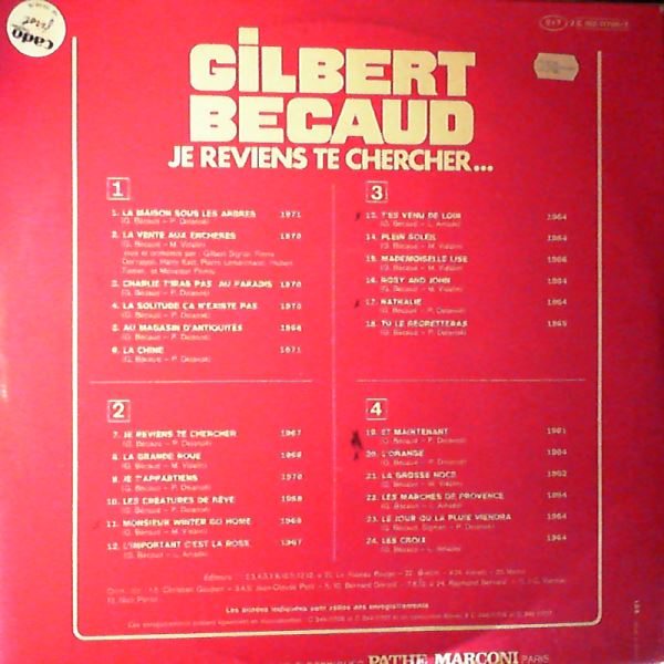 Becaud Gilbert — Je Reviens Te Chercher...