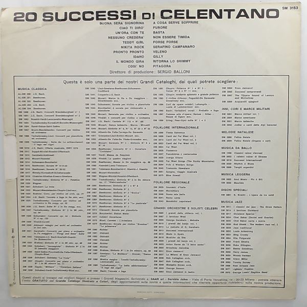 Celentano Adriano — 20 Successi Di Celentano Adriano