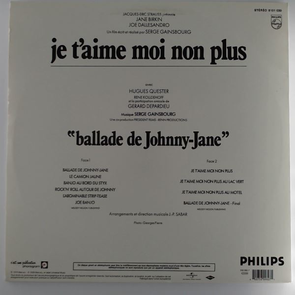 Gainsbourg Serge — Bande Originale Du Film De Gainsbourg Serge "Je T'Aime Moi Non Plus"