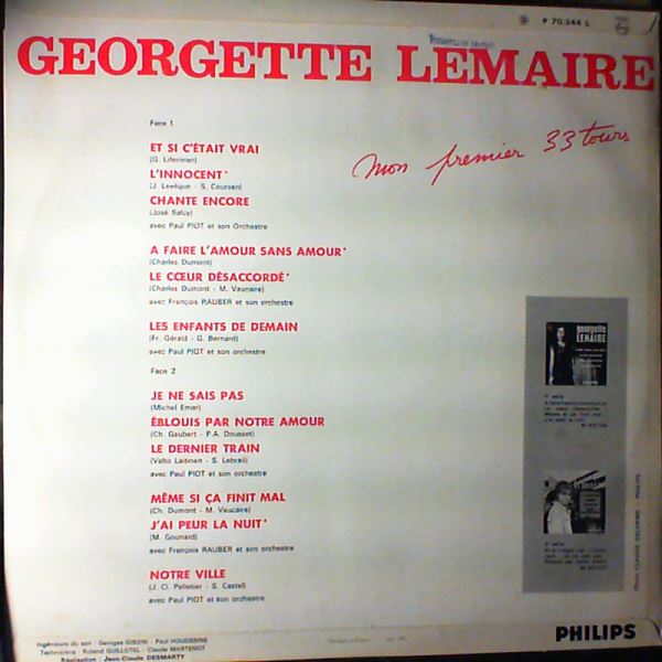 Lemaire Georgette — Mon Premier 33 Tours