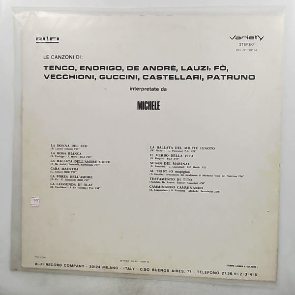 Michele — Le Canzoni Di: Tenco, Endrigo, De Andre, Lauzi, Fo, Vecchioni, Guccini, Castellari, Patruno Interpretate da Michele