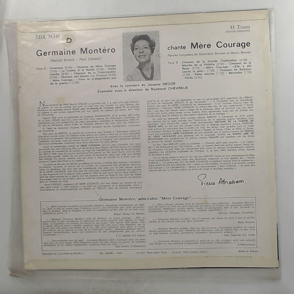 Montero Germaine — Chante Mere Courage (Brecht Bertolt)