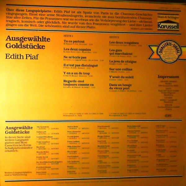 Piaf Edith — Ausgewahlte Goldstucke