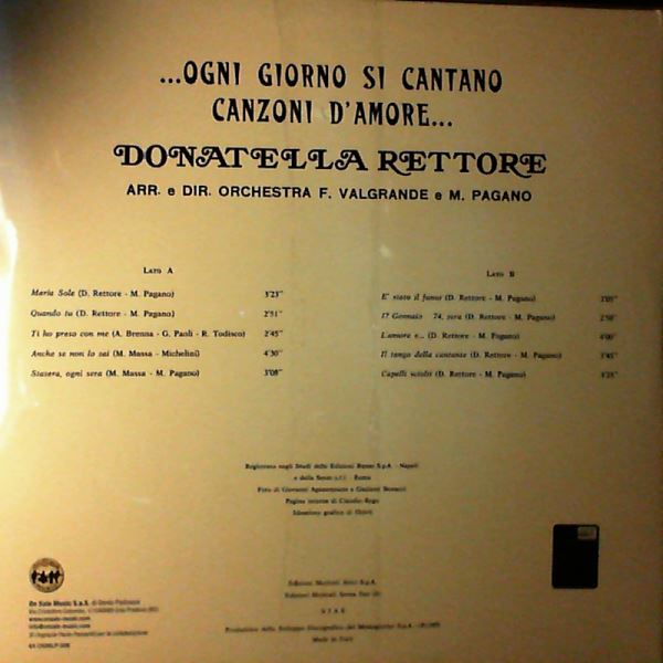Rettore Donatella — Ogni Giorno Si Cantano Canzoni D'Amore
