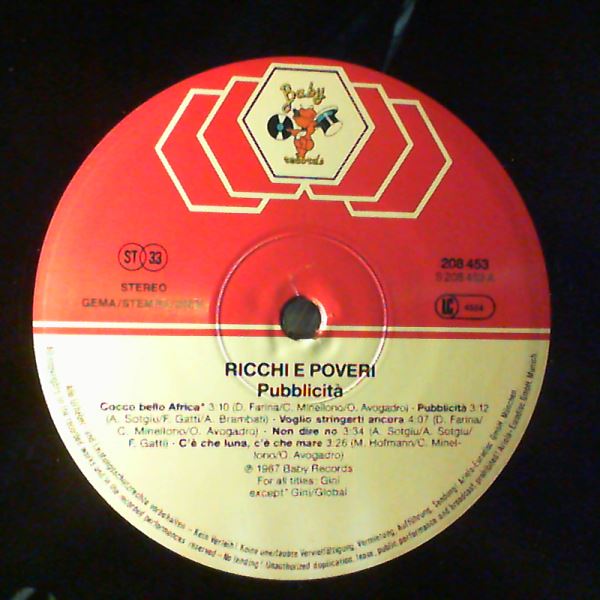 Ricchi & Poveri — Pubblicita