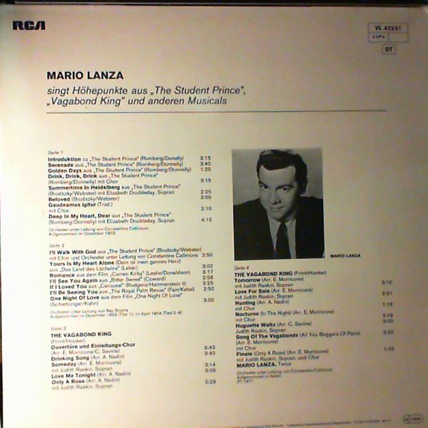 Lanza Mario (Ланца Марио) — Singt Hohepunkte Aus "The Student Prince", "Vagabond King" Und Anderen Musicals