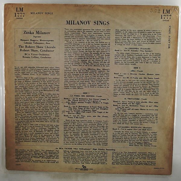 Milanov Zinka — Milanov Sings: Verdi, Ponchielli, Mascagni