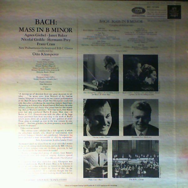 New Philharmonia Orchestra and BBC Chorus (cond. Klemperer O.) — Bach J. - Mass in B-moll