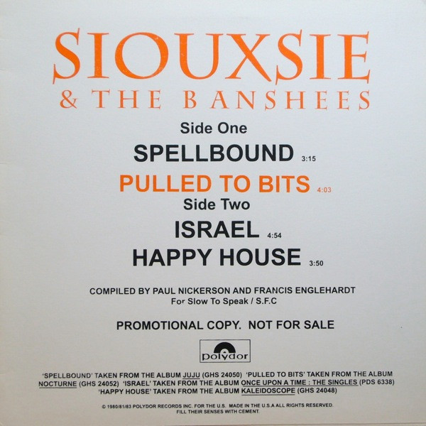 Siouxsie & The Banshees — Spellbound / Pulled To Bits / Israel / Happy House