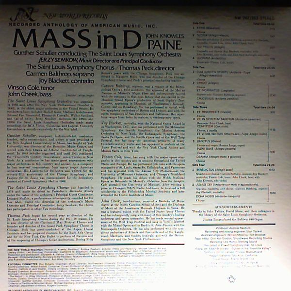 Saint Louis Symphony Chorus — Paine J.K. - Mass in D