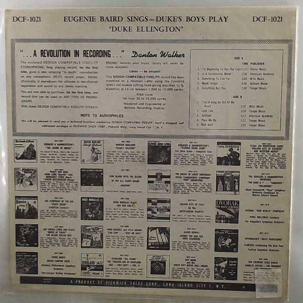 Baird Eugenie — Baird Eugenie Sings, Duke's Boys Play Ellington