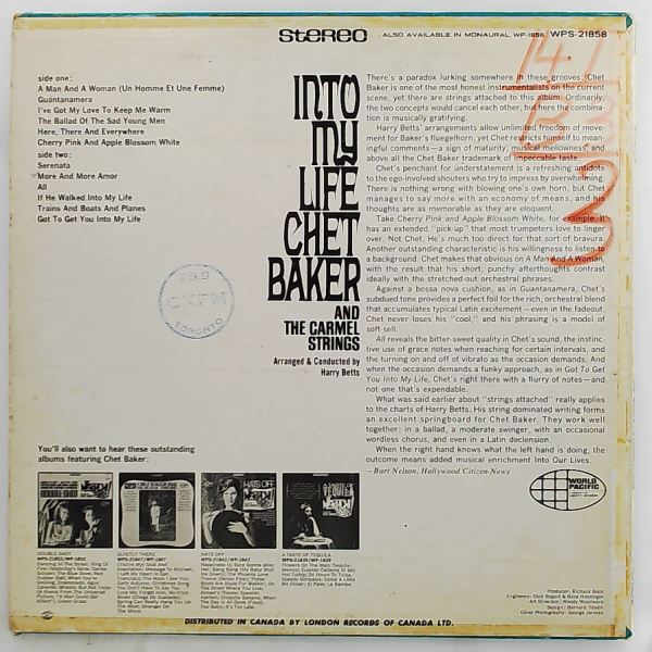 Baker Chet and Carmel Strings — Into My Life