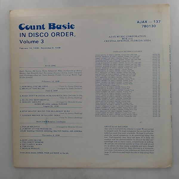 Basie Count — In Disco Order, Volume Three (3)