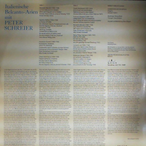 Schreier Peter — Italienische Belcanto-Arien: Marcello, Steffani, Scarlatti, Hasse, Galuppi, Monteverdi