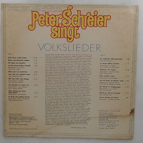 Schreier Peter — Schreier Peter Singt Volkslieder
