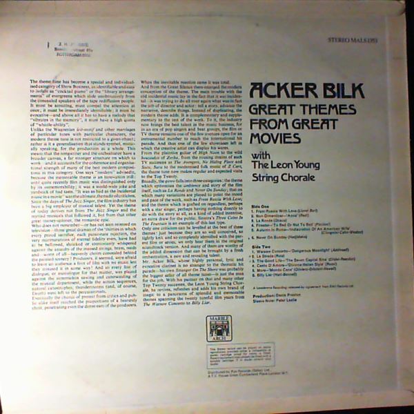 Bilk Acker & Leon Young String Chorale — Great Themes From Great Movies