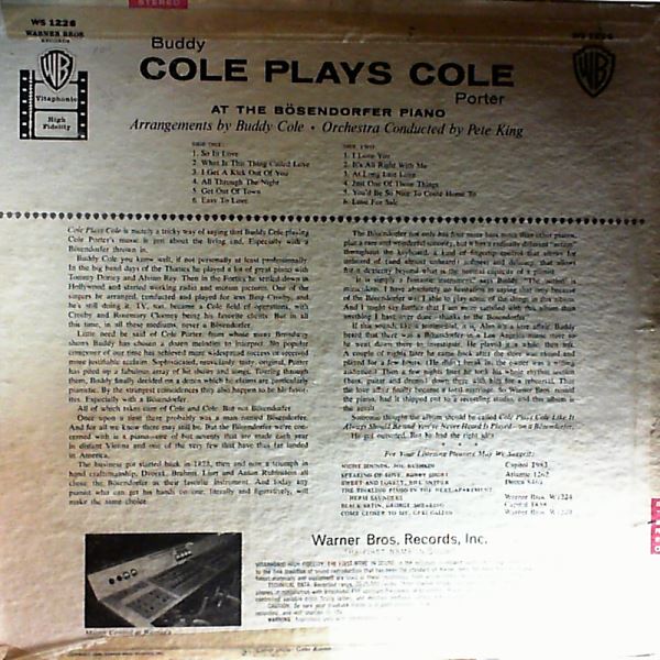 Cole Buddy — Buddy Cole plays Cole Porter