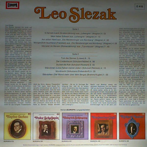 Slezak Leo — Grosse Stimmen Des Jahrhunderts