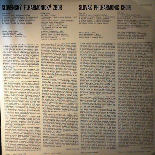 Slovak Philharmonic Choir (dir. Dobrodinsky J.M.) — di Lasso - Prophetiae Sibyllarum; Cikker - Three Choral Works, Burlas - The Bells, Korinek - The Small Boat