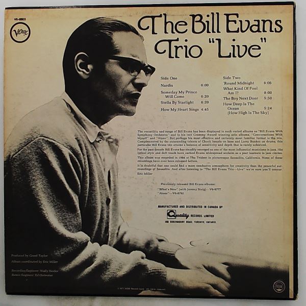 Evans Bill Trio — "Live"