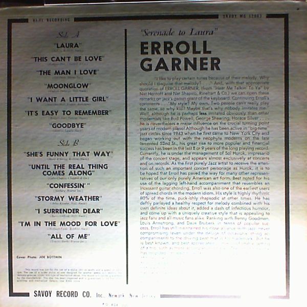 Garner Erroll — Garner Erroll Plays Vol. 2 - Serenade To Laura