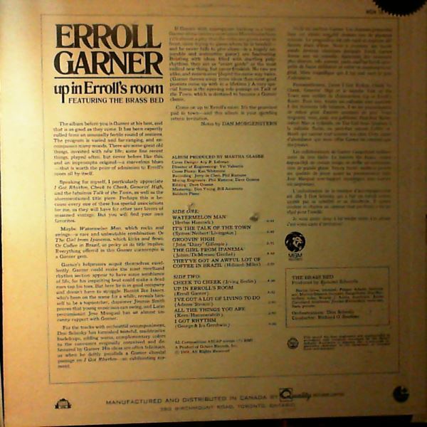 Garner Erroll Featuring The Brass Bed — Up In Erroll's Room