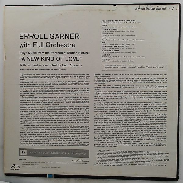 Garner Erroll with Full Orchestra — Playing Music From The Paramount Motion Picture "A New Kind Of Love"