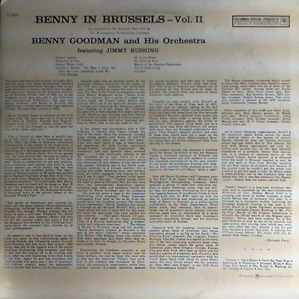 Goodman Benny — Benny in Brussels- vol. 2