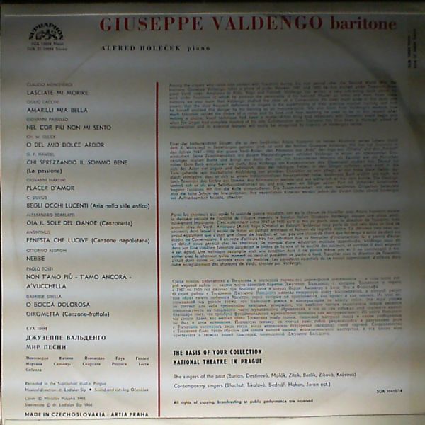 Valdengo Giuseppe — World of song - Monteverdi, Caccini, Paisiello, Gluck, Handel, Scarlatti, Silvius etc.