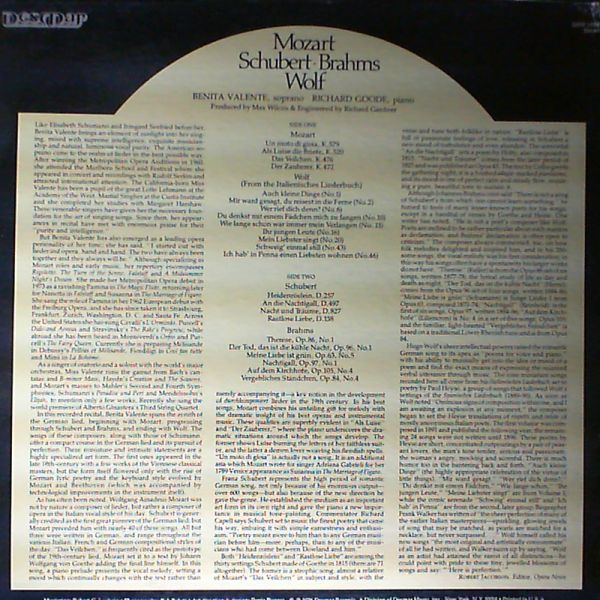 Valente Benita — Mozart/Schubert/Brahms/Wolf (Goode R.-piano)