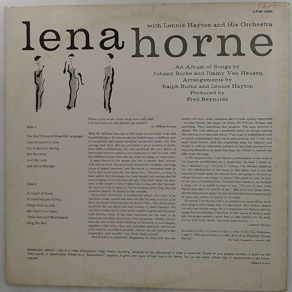 Horne Lena — Songs By Burke And Van Heusen