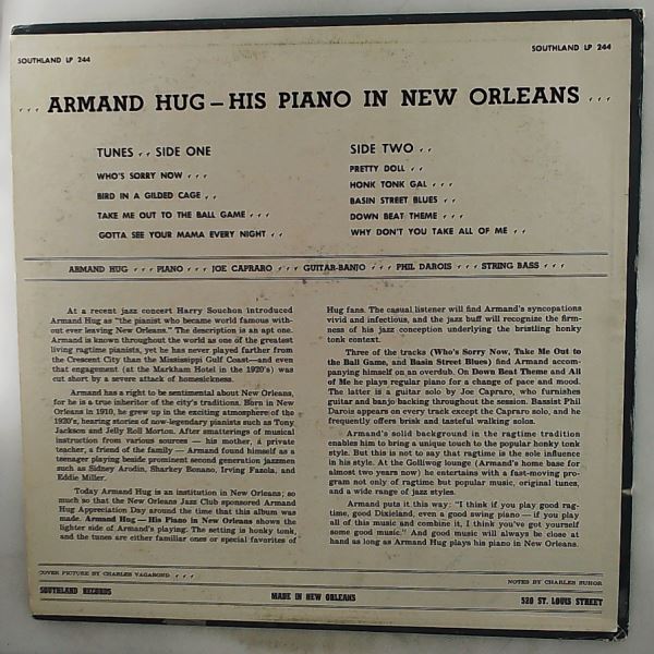 Hug Armand — His Piano In New Orleans