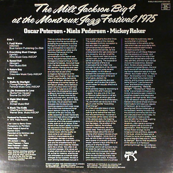 Jackson Milt (MJQ) — Milt Kackson big 4 at the Montreux jazz festival 1975