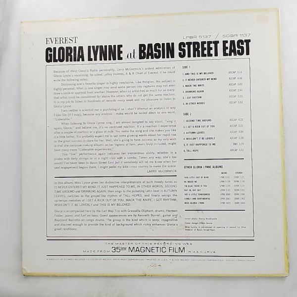 Lynne Gloria — Lynne Gloria At Basin Street East