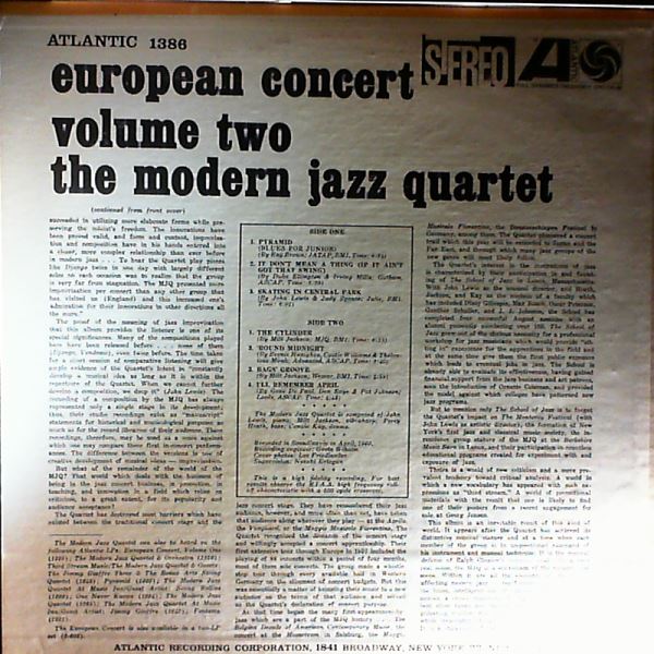 Modern Jazz Quartet (MJQ) — European Concert: Volume Two