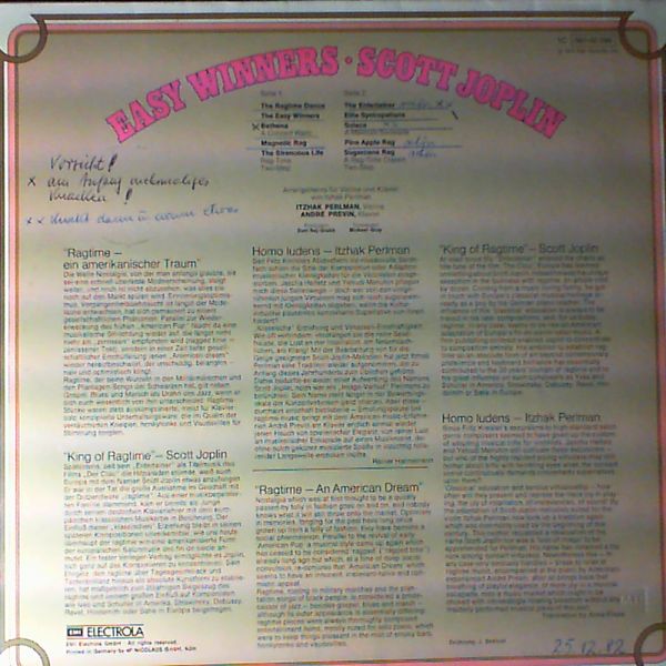 Previn Andre, Perlman Itzhak — Easy Winners and other rag-time music of Scott Joplin