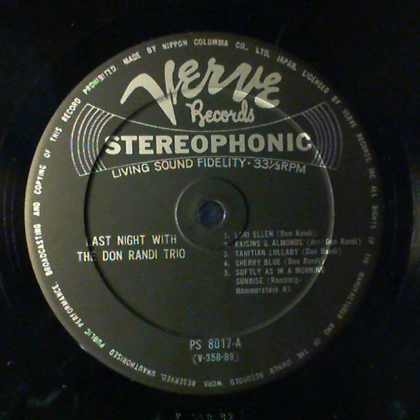 Randi Don Trio — Last Night / With The Randi Don Trio