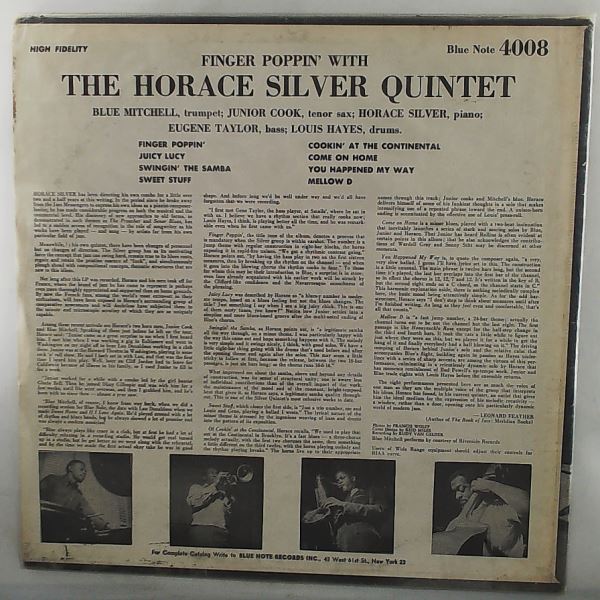 Horace Silver — Finger Poppin' With The Silver Horace Quintet