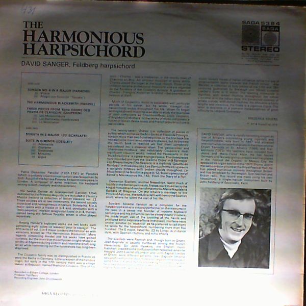Sanger David (harpsichord) — Harmonious Harpsichord. Paradisi, Handel, Couperin, Scarlatti, Loeillet