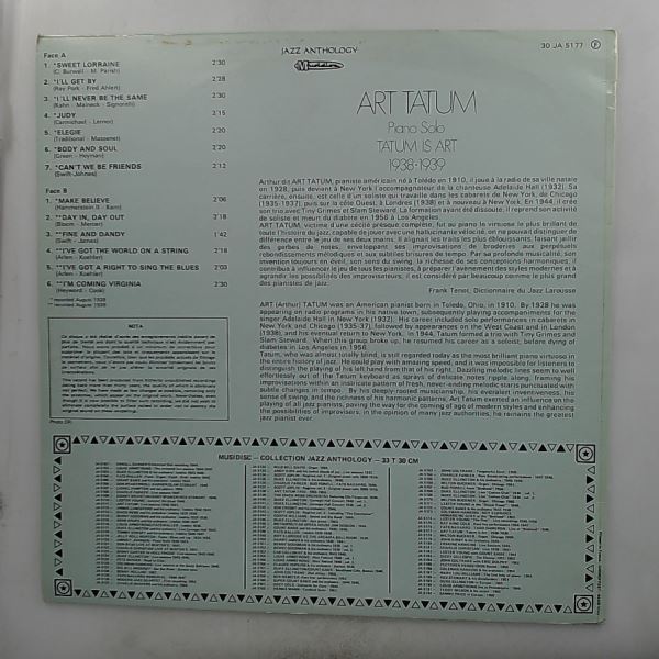 Tatum Art — Piano Solo - Tatum Is Art - 1938-1939