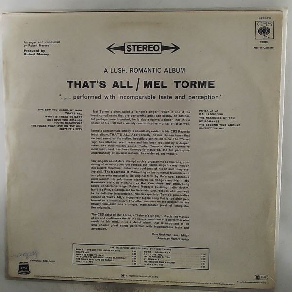 Torme Mel — A Lush, Romantic Album That's All