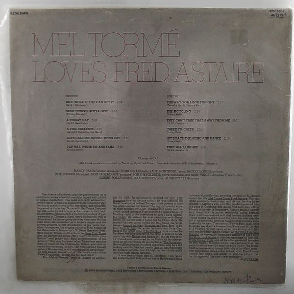 Torme Mel — Loves Fred Astaire
