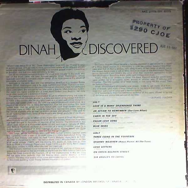 Washington Dinah — Discovered